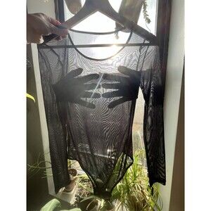 Sexy mesh long sleeve body suit hands blq mkt sz 4